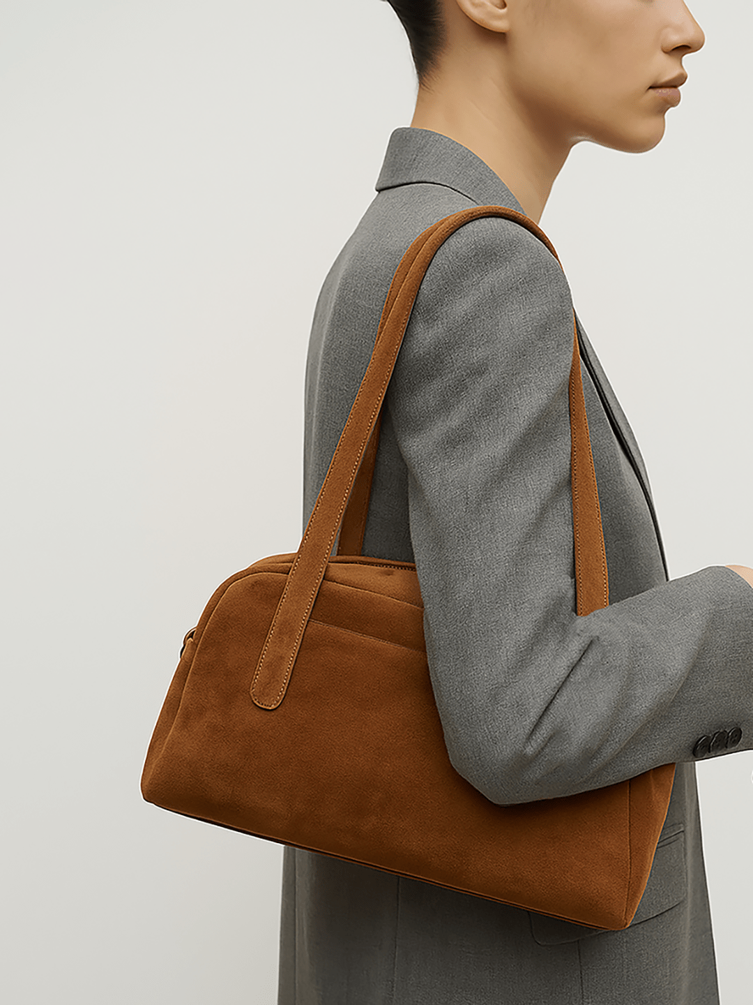 BAGUETTE BELLUCCI SHOULDER in Pelle Suede Camel