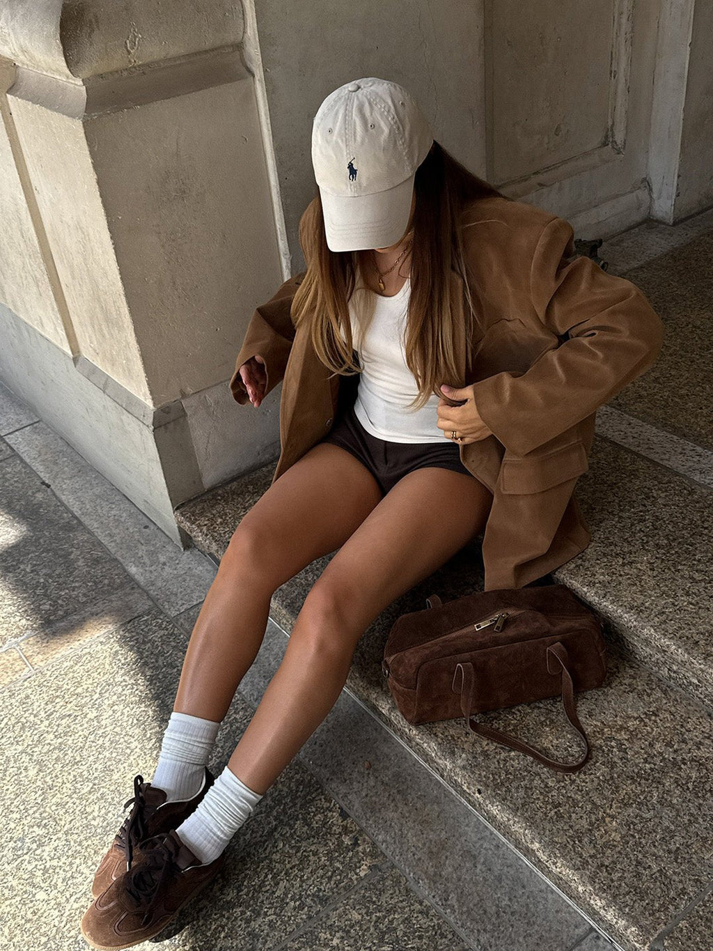 BAGUETTE BELLUCCI SHOULDER in Pelle Suede Brown
