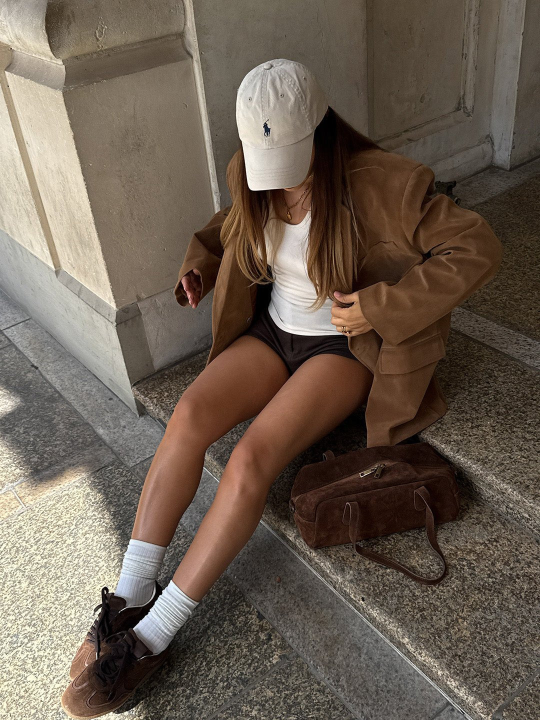 BAGUETTE BELLUCCI SHOULDER in Pelle Suede Brown