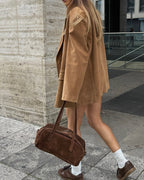 BAGUETTE BELLUCCI SHOULDER in Pelle Suede Brown